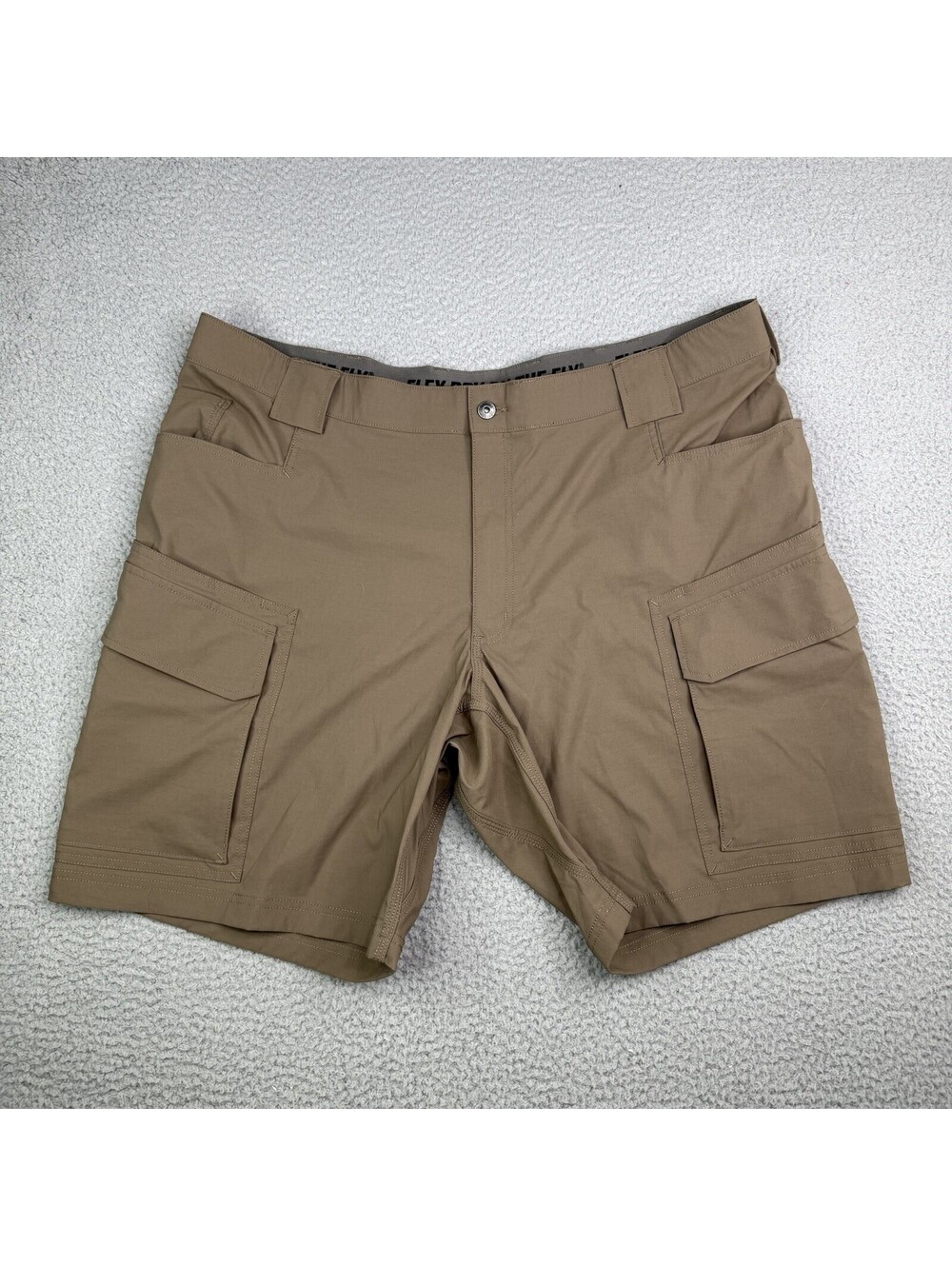 Duluth Mens 44 Relaxed Fit Flex Dry On The Fly Brown Cargo Short 10in Inseam